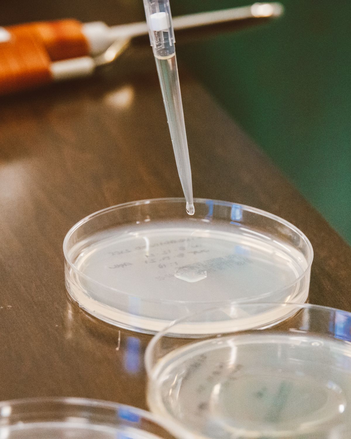 Pipeta de laboratorio dejando caer líquido