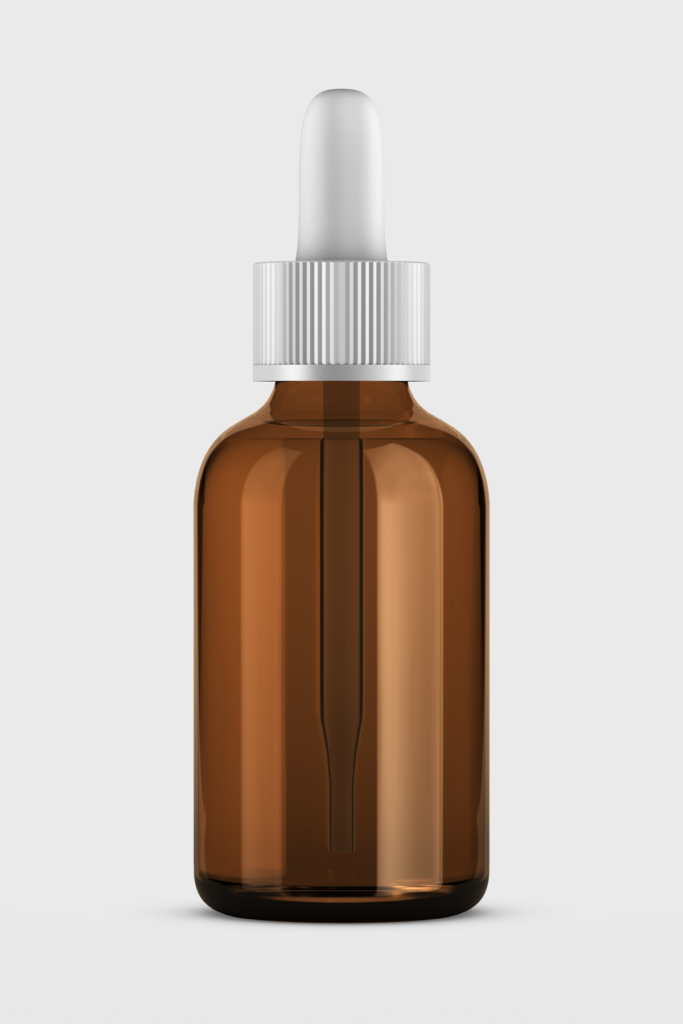 Botella ámbar de gotero minimalista